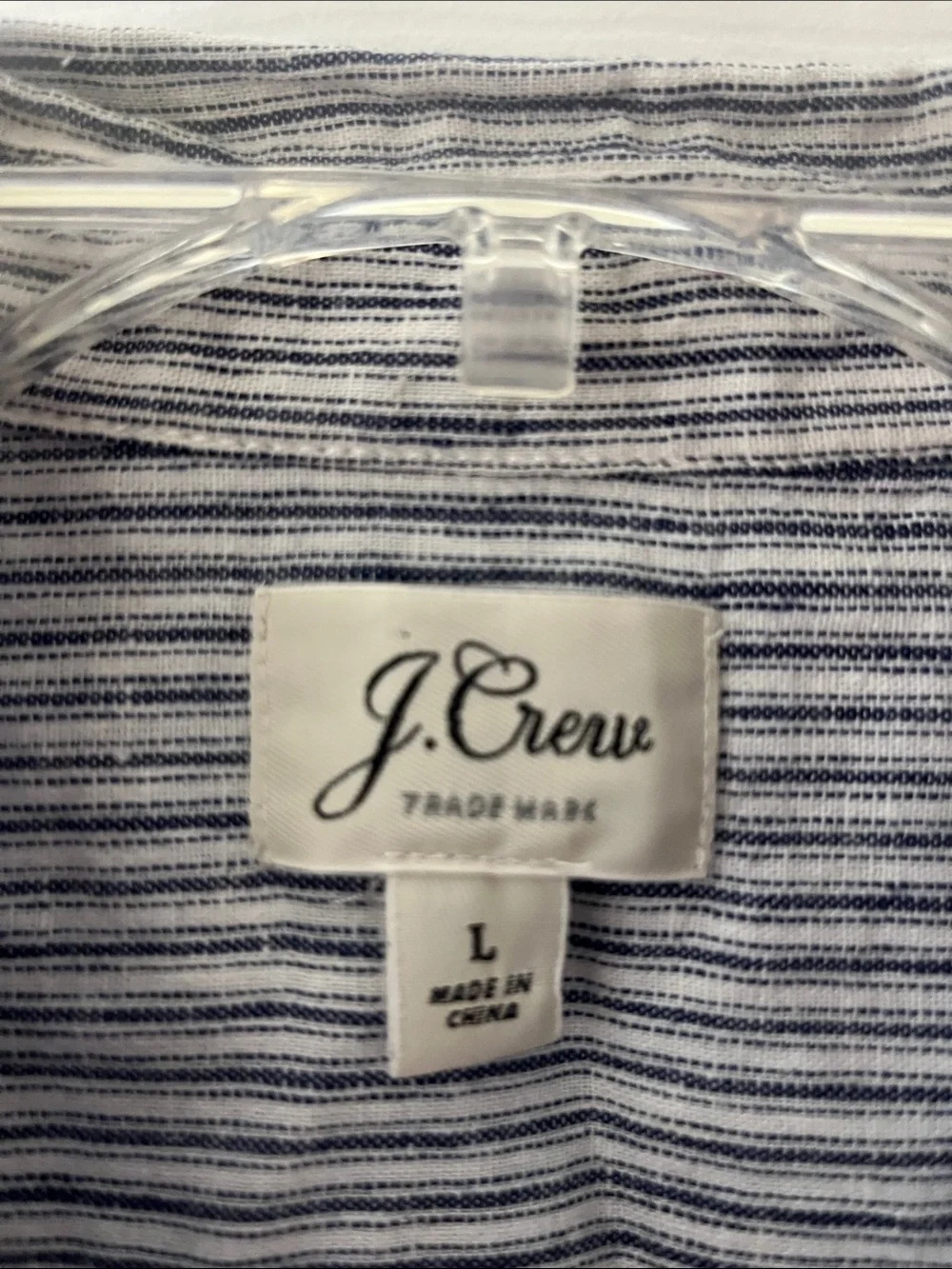 J. Crew Short-Sleeve Linen/Cotton Blend Striped Button-Up Shirt - Navy and White